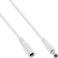 InLine® DC extension cable, DC plug male/female 5.5x2.1mm, AWG 18, white, 2m