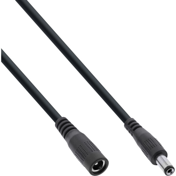 InLine® DC extension cable, DC plug male/female 5.5x2.1mm, AWG 18, black, 2m