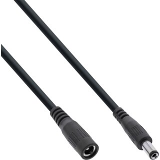 InLine® DC extension cable, DC plug male/female 5.5x2.1mm, AWG 18, black, 3m