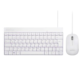 Perixx PERIDUO-212 DE, mini USB keyboard and mouse set, white