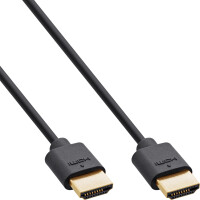 InLine® Slim Ultra High Speed HDMI Cable M/M 8K4K gold plated black 1m