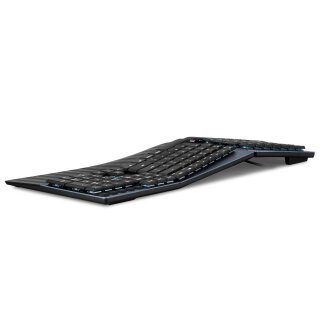 Perixx PERIBOARD-535 DE RD, Kabelgebundene ergonomische mechanische Tastatur - flache rote lineare Schalter