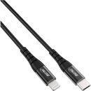 InLine® USB-C Lightning cable, for iPad, iPhone, iPod, black/aluminium, 1m MFi-Certified