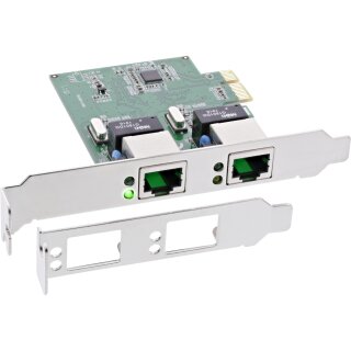 InLine® Dual Gigabit Netzwerkkarte, PCI Express, 2x 1Gb/s, PCIe x1, inkl. low profile Slotblech