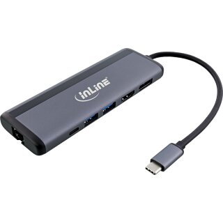 InLine® 8-in-1 USB-C Multihub Dockingstation, HDMI, DisplayPort, USB 3.2, PD 3.0 100W, MST