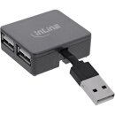 InLine® USB 2.0 4-Port Hub, USB-A male to 4x USB-A female, black, 4cm, slim design