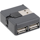 InLine® USB 2.0 Hub, 4 Port, Quadrat, Kabel 4cm, Kunststoff