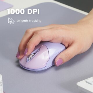 Perixx PERIMICE-802PP, Bluetooth-Maus für PC und Tablet, schnurlos, violett