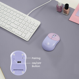 Perixx PERIMICE-802PP, Bluetooth-Maus für PC und Tablet, schnurlos, violett