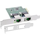 InLine® Dual Gigabit Network Interface Card, PCI Express, 2x 1Gb/s, PCIe x1, incl. low-profile slot bracket