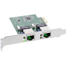 InLine® Dual Gigabit Network Interface Card, PCI Express, 2x 1Gb/s, PCIe x1, incl. low-profile slot bracket