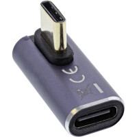 InLine® USB4 Adapter, USB-C Stecker/Buchse vertikal rechts/links gewinkelt, Aluminium, grau