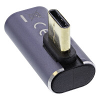 InLine® USB4 Adapter, USB-C Stecker/Buchse vertikal rechts/links gewinkelt, Aluminium, grau