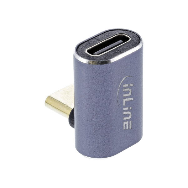 InLine® USB4 Adapter, USB Type-C male/female up/down angled, aluminium, grey