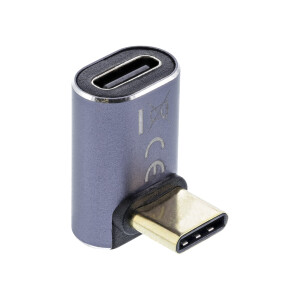 InLine® USB4 Adapter, USB Type-C male/female up/down angled, aluminium, grey