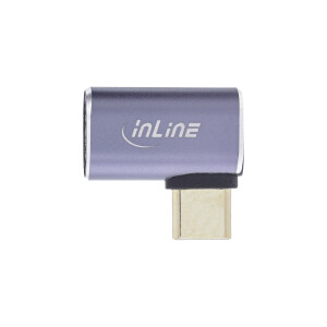 InLine® USB4 Adapter, USB Type-C male/female right/left angled, aluminium, grey