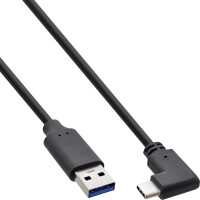 InLine® USB 3.2 Cable, USB Type C male angled to A male, black, 1.5m
