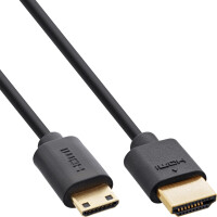 InLine® Slim Ultra High Speed HDMI Cable AM/CM (Mini) 8K4K gold plated black 1.5m