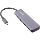 InLine® USB 3.2 Hub, USB Type-C to 4x USB A 10Gb/s, aluminium, grey