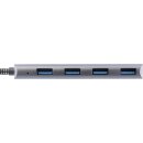 InLine® USB 3.2 Hub, USB Type-C to 4x USB A 10Gb/s, aluminium, grey