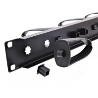 InLine® 19" cable management panel, 5 plastic brackets removable, RAL 9005, black