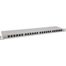 InLine® 19" patch panel Cat.6A 0.5 U 24-port, with dust protection, grey