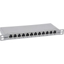 InLine® 10" patch panel Cat.6A 0.5U 12-port, with dust protection, grey