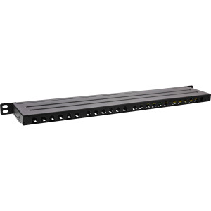 InLine® 19" patch panel Cat.6A 0.5 U 24-port, with dust protection, black