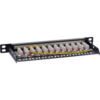 InLine® 10" patch panel Cat.6A 0.5U 12-port, with dust protection, black