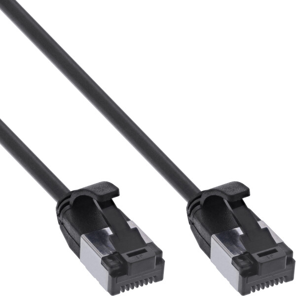 InLine® Patch cable slim, U/FTP, Cat.8.1, TPE halogen-free, black 1m