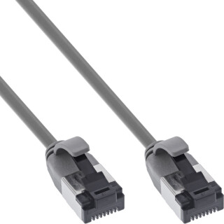 InLine® Patch cable slim, U/FTP, Cat.8.1, TPE halogen-free, grey 0.5m