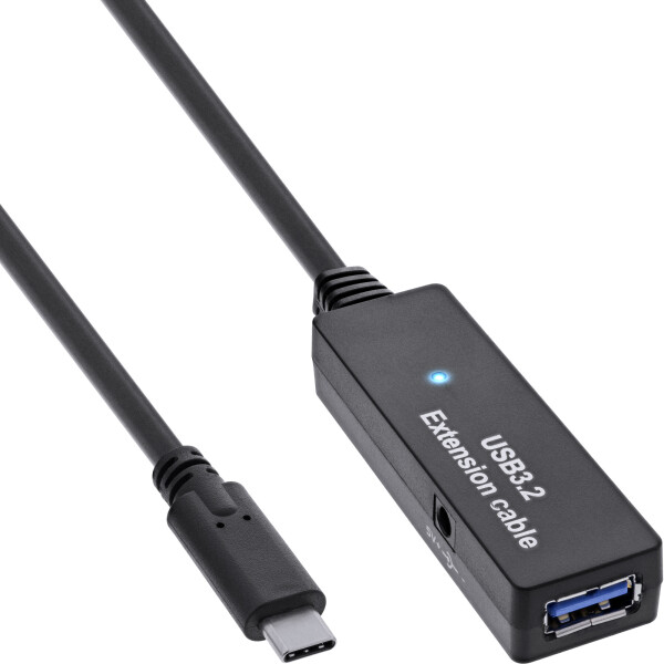 InLine® USB 3.2 Gen.1 active extension, USB-C male to USB-A female, 5m