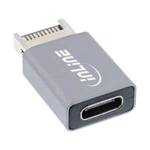 InLine® USB 3.2 adapter, internal USB-E front panel male to USB-C female