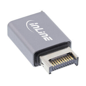 InLine® USB 3.2 adapter, internal USB-E front panel male to USB-C female