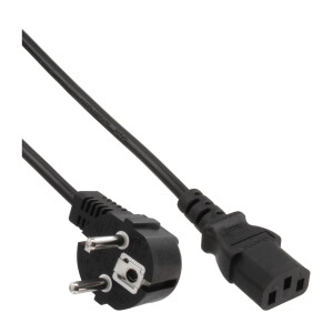 25pcs. pack Bulk-Pack InLine® Power cable, CEE7/7 angled to IEC-C13, black, H05VV-F, 2.5m