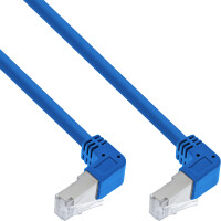InLine® Patch cable two side down angled, S/FTP (PiMf), Cat.6, 250MHz, PVC, copper, blue, 3.43m