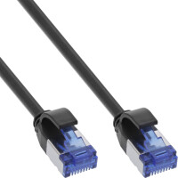 InLine® Patch cable slim, Cat.6A, S/FTP, TPE (LSZH) flexible, PoE, black, 1m