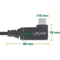 InLine® USB4 cable, USB Type-C, one side angled, PD 240W, 8K60Hz, TPE black, 1.5m
