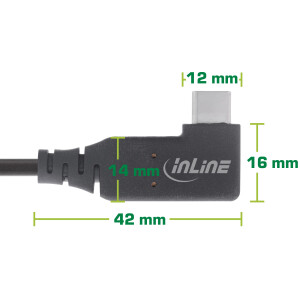 InLine® USB4 cable, USB Type-C, one side angled, PD 240W, 8K60Hz, TPE black, 0.5m