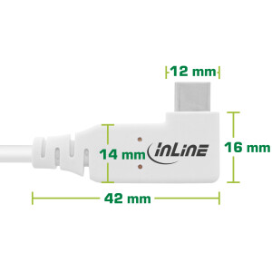 InLine® USB4 Kabel, USB-C, einseitig gewinkelt, PD 240W, 8K60Hz, TPE weiß, 1m