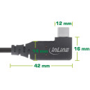 InLine® USB4 Kabel, USB-C, einseitig gewinkelt, PD 240W, 8K60Hz, TPE schwarz, 1m