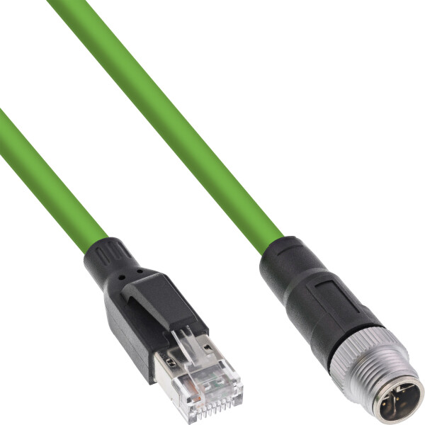 InLine® Industrial network cable, M12 8-pin X-coded to RJ45 plug, Cat.6A PUR 1m