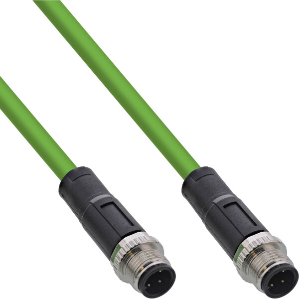 InLine® Industrial network cable, M12 4-pin D-coded male/male, PUR 2m