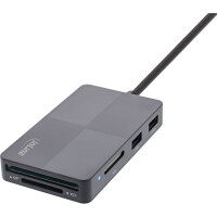 InLine® USB 3.2 Multi Cardreader Hub, SD/TF/MS/XD/CF, 3-Port USB-A, Dual USB-C/A Anschluss